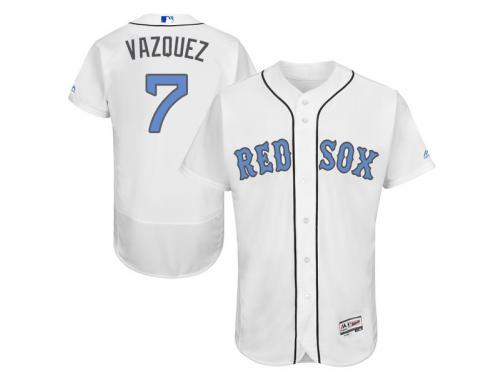 White Christian Vazquez Men #7 Majestic MLB Boston Red Sox 2016 Father Day Fashion Flex Base Jersey