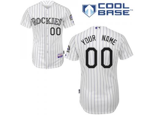 White Customized Men Majestic MLB Colorado Rockies Cool Base Home Jersey