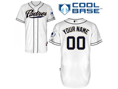 White Customized Youth Majestic MLB San Diego Padres Cool Base Home Jersey