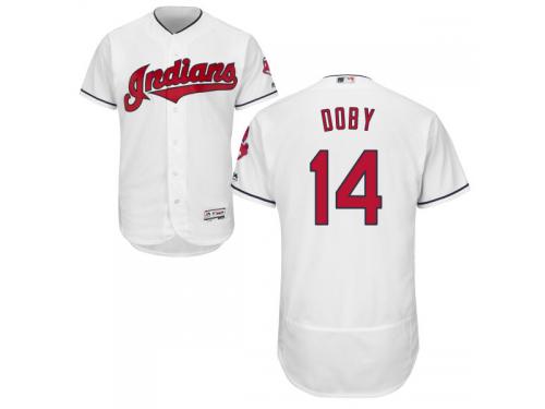 White Larry Doby Men #14 Majestic MLB Cleveland Indians Flexbase Collection Jersey