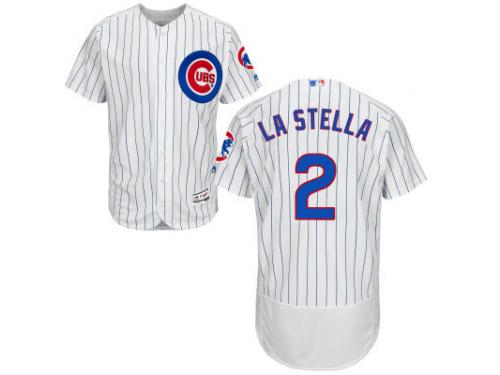 White Tommy La Stella Men #2 Majestic MLB Chicago Cubs Flexbase Collection Jersey