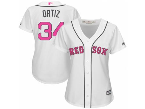 Women's Majestic Boston Red Sox #34 David Ortiz White Mother's Day MLB Jersey
