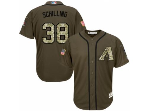 Youth Majestic Arizona Diamondbacks #38 Curt Schilling Green Salute to Service MLB Jersey