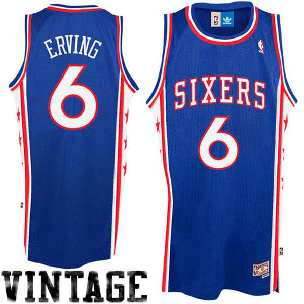 adidas Julius Erving Philadelphia 76ers Youth Hardwood Classics Retired Player Swingman Throwback Jersey - Royal Blue