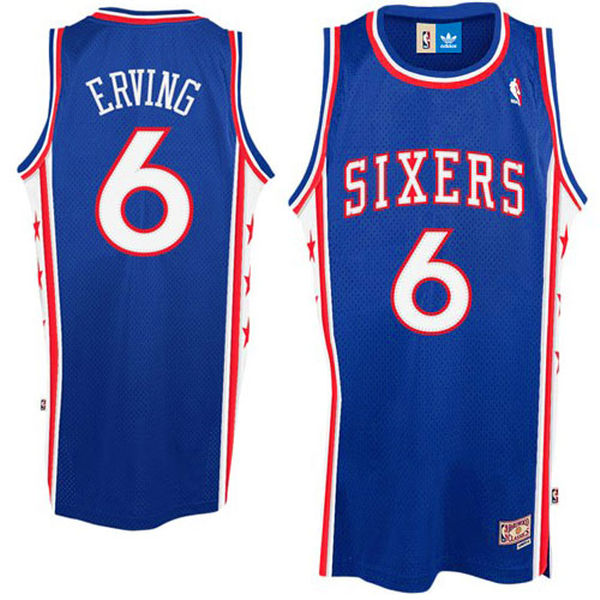 adidas Julius Erving Philadelphia 76ers Youth Hardwood Classics Retired Player Swingman Throwback Jersey - Royal Blue