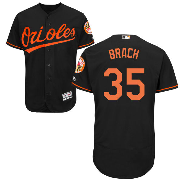 Black Brad Brach Men #35 Majestic MLB Baltimore Orioles Flexbase Collection Jersey