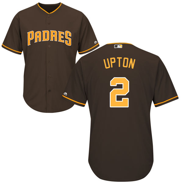 Coffee B.J. Upton Men #2 Majestic MLB San Diego Padres Cool Base Alternate Jersey