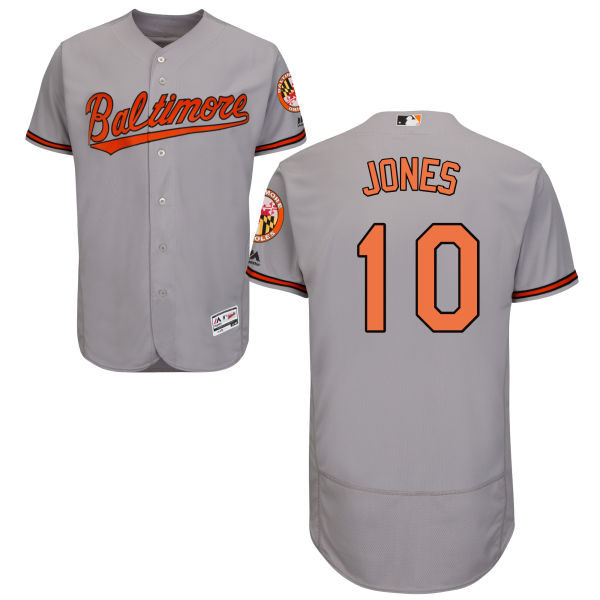 Gray Adam Jones Men #10 Majestic MLB Baltimore Orioles Flexbase Collection Jersey