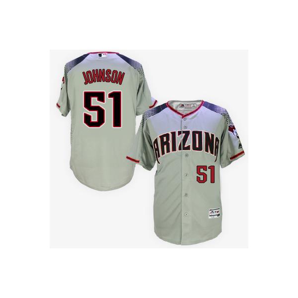 Gray Randy Johnson Authentic Player  Men #51 Majestic MLB Arizona Diamondbacks Flexbase Collection Jersey