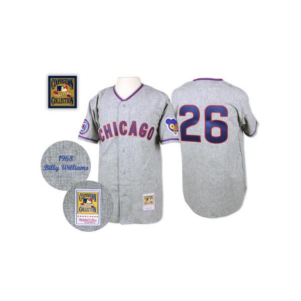 Grey 1968 Throwback Billy Williams Men #26 Mitchell And Ness MLB Chicago Cubs Jersey