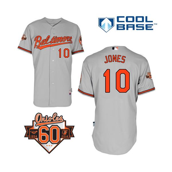 Grey Adam Jones Men #10 Majestic MLB Baltimore Orioles Cool Base Road Jersey