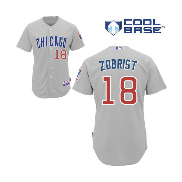 Grey Ben Zobrist Men #18 Majestic MLB Chicago Cubs Cool Base Road Jersey