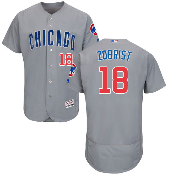 Grey Ben Zobrist Men #18 Majestic MLB Chicago Cubs Flexbase Collection Jersey