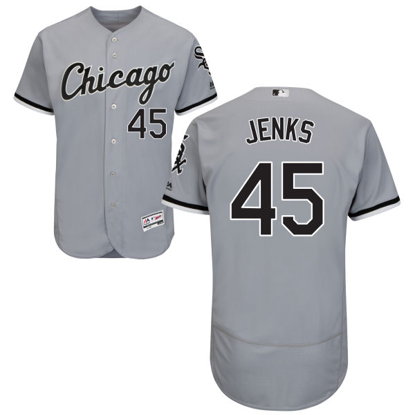 Grey Bobby Jenks Men #45 Majestic MLB Chicago White Sox Flexbase Collection Jersey