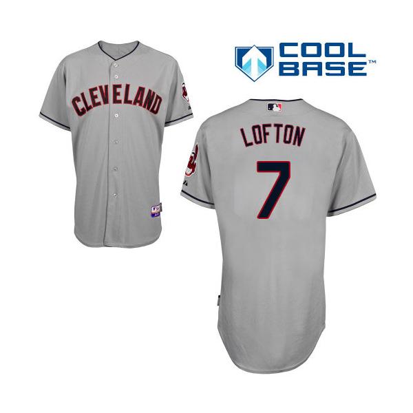 Grey Kenny Lofton Men #7 Majestic MLB Cleveland Indians Cool Base Road Jersey