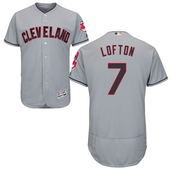 Grey Kenny Lofton Men #7 Majestic MLB Cleveland Indians Flexbase Collection Jersey