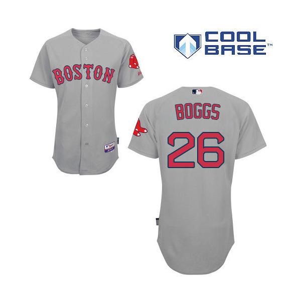 Grey Wade Boggs Men #26 Majestic MLB Boston Red Sox Cool Base Road Jersey