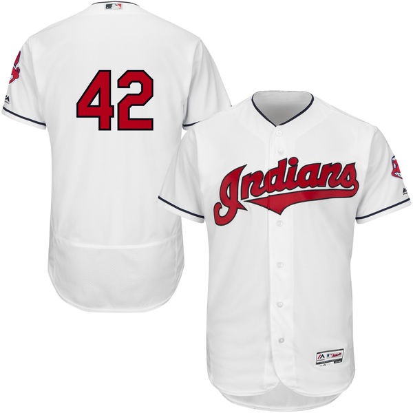 Men's Cleveland Indians Jackie Robinson Majestic White Authentic Collection Flexbase Jersey