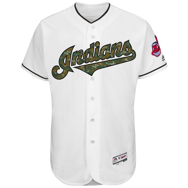 Men's Cleveland Indians Majestic White Fashion 2016 Memorial Day Flex Base Team Jersey