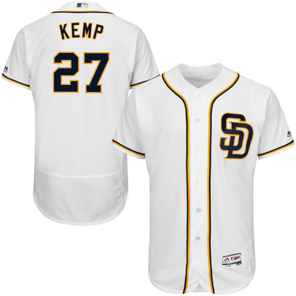 Men's San Diego Padres Matt Kemp Majestic White Flexbase Authentic Collection Player Jersey