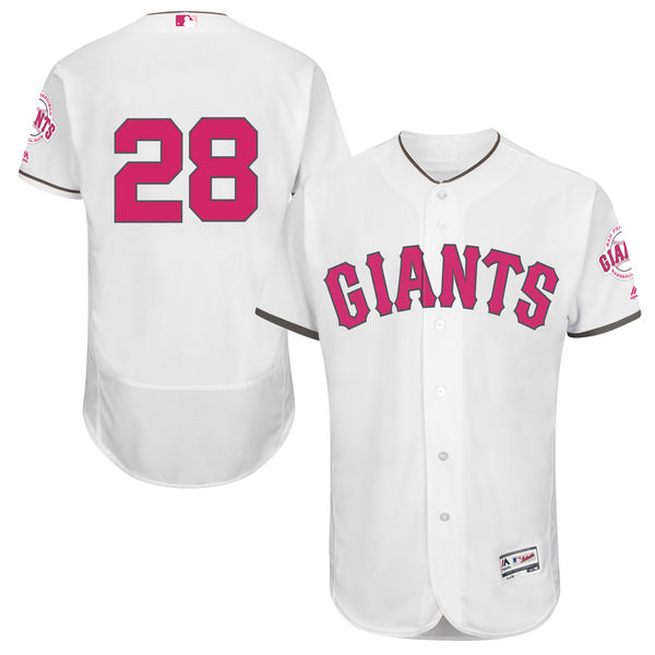 Men's San Francisco Giants Buster Posey Majestic White Home 2016 Mother's Day FlexBase Jersey