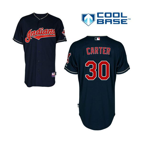 Navy Blue Joe Carter Men #30 Majestic MLB Cleveland Indians Cool Base Alternate Jersey