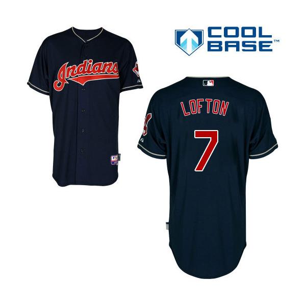 Navy Blue Kenny Lofton Men #7 Majestic MLB Cleveland Indians Cool Base Alternate Jersey