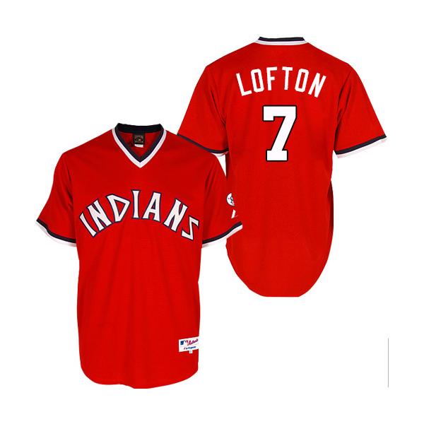 Red Kenny Lofton Men #7 Majestic MLB Cleveland Indians 1978 Turn Back The Clock Jersey