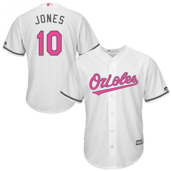 White Adam Jones Men #10 Majestic MLB Baltimore Orioles 2016 Mother Day Cool Base Jersey