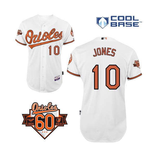 White Adam Jones Men #10 Majestic MLB Baltimore Orioles Cool Base Home Jersey