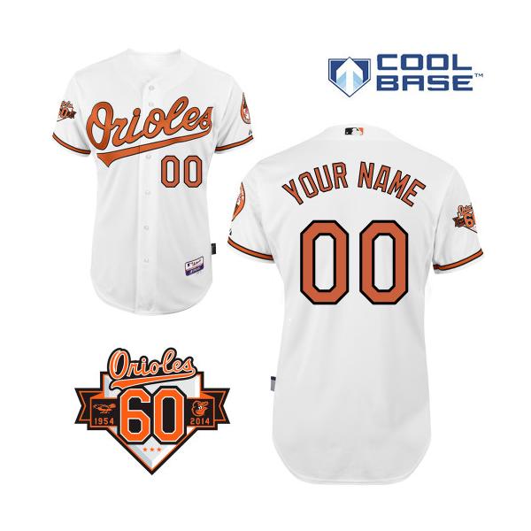 White Customized Men Majestic MLB Baltimore Orioles Cool Base Home Jersey