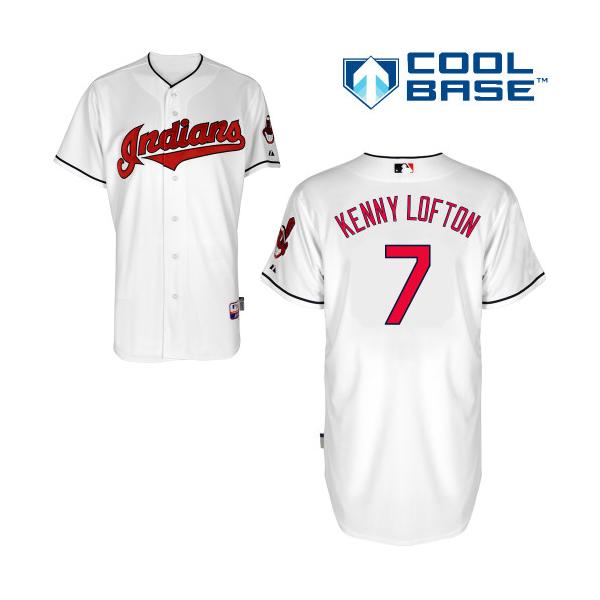 White Kenny Lofton Men #7 Majestic MLB Cleveland Indians Cool Base Home Jersey