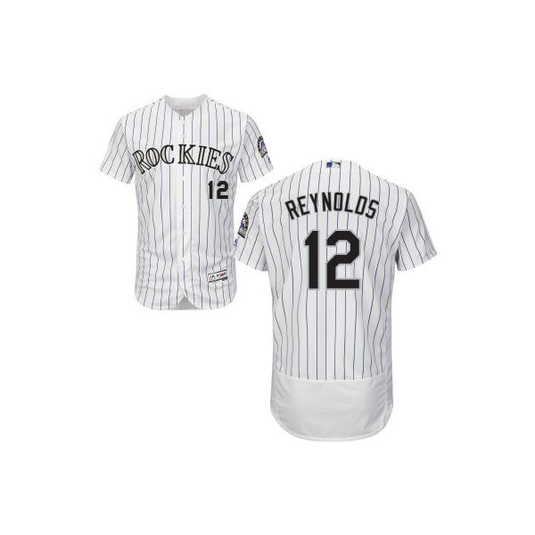 White Mark Reynolds Men #12 Majestic MLB Colorado Rockies Flexbase Collection Jersey