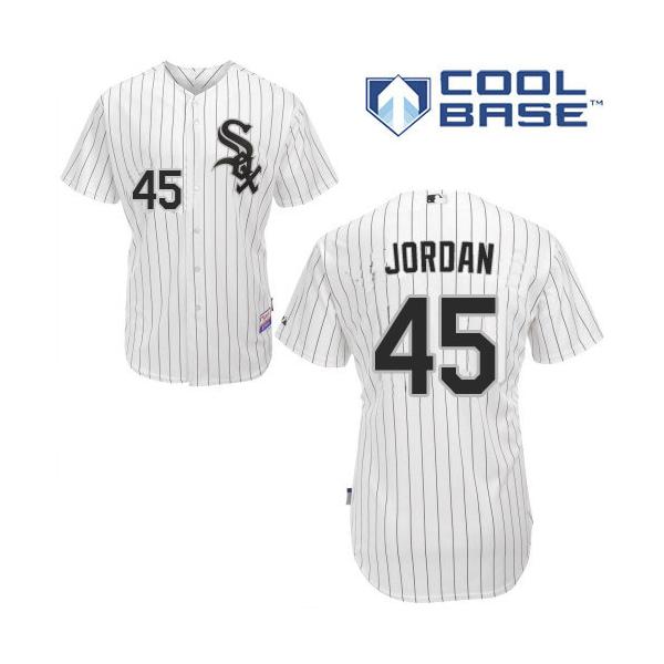 White Michael Jordan Men #45 Majestic MLB Chicago White Sox Cool Base Home Jersey