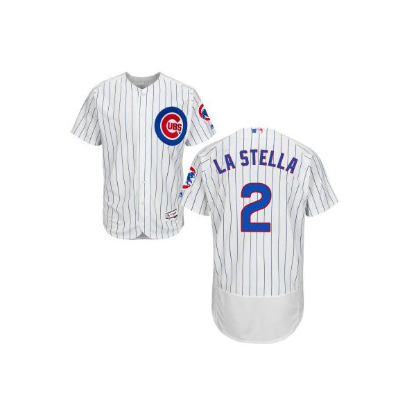 White Tommy La Stella Men #2 Majestic MLB Chicago Cubs Flexbase Collection Jersey