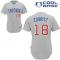 Grey Ben Zobrist Men #18 Majestic MLB Chicago Cubs Cool Base Road Jersey