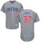 Grey Travis Wood Men #37 Majestic MLB Chicago Cubs Flexbase Collection Jersey