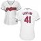 White Carlos Santana Women #41 Majestic MLB Cleveland Indians 2016 New Cool Base Jersey