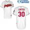 White Joe Carter Men #30 Majestic MLB Cleveland Indians Cool Base Home Jersey