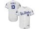 Men's Kansas City Royals Salvador Perez Majestic White Los Reales FlexBase Player Jersey with World Series Commemorative Patch