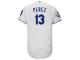 Men's Kansas City Royals Salvador Perez Majestic White Los Reales FlexBase Player Jersey with World Series Commemorative Patch