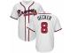 Men's Majestic Atlanta Braves #8 Bob Uecker White Team Logo Fashion Cool Base MLB Jersey