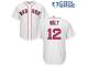 White Brock Holt Men #12 Majestic MLB Boston Red Sox Cool Base Home Jersey