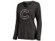 Women Chicago Cubs Platinum Collection Long Sleeve V-Neck Tri-Blend T-Shirt Black