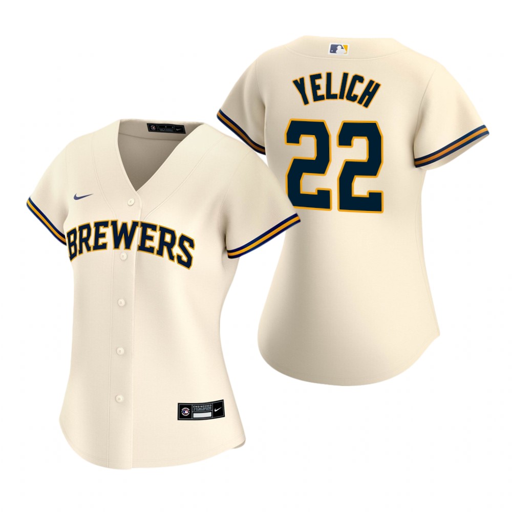 Women's Milwaukee Brewers Christian Yelich Nike Cream 2020 Home Jersey Buy