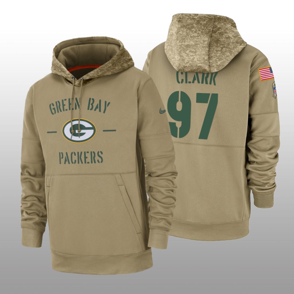 Youth 2019 Salute to Service Kenny Clark Packers Tan Sideline Therma Hoodie